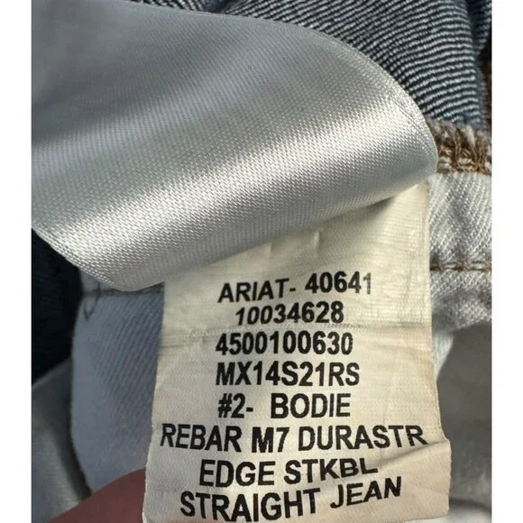 Ariat M7 Rebar Jeans Mens 30X32 Slim Straight Leg DuraStretch Workwear